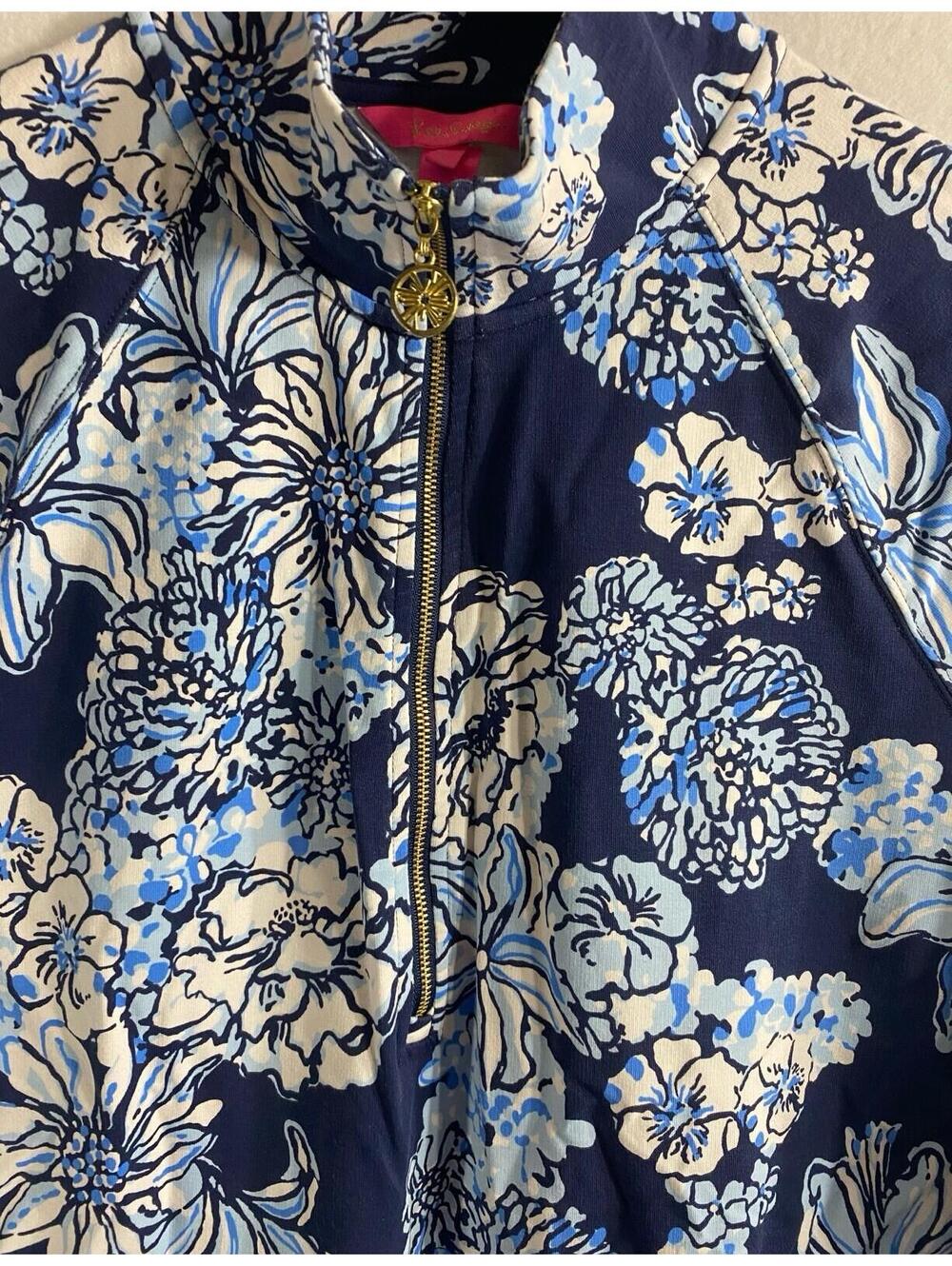 Lilly Pulitzer 1/2 Zip UPF 50+ Skipper Popover Blue White Floral Size L [COPY] - Picture 2 of 9